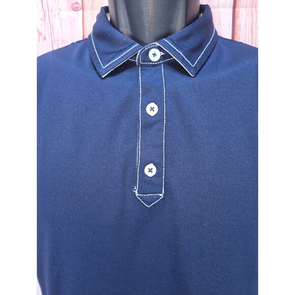 Footjoy FJ Kids Navy Blue White Stitching Polo Large - Picture 3 of 8